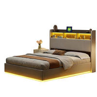 DOPPELBETT 160x200 Weiß Samt Stauraum LED Streifen - Weiß, Metall (160/200cm) - SHOPENTRA