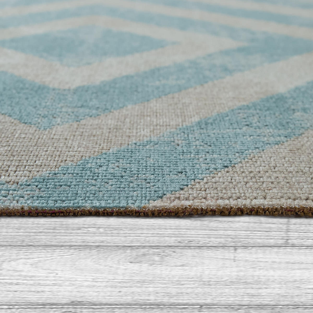 TEPPICH Kurzflor Rauten Wohnzimmer schmutzabweisend Blau Rechteckig 120x170 - Blau, Textil (170/120cm) - KADIMA DESIGN