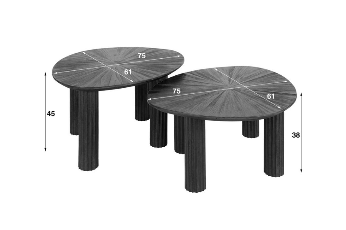 COUCHTISCH INKA 2ER SET Braun Teakholz - Braun, Teakholz/Holz (50/60/43cm) - KAWOLA