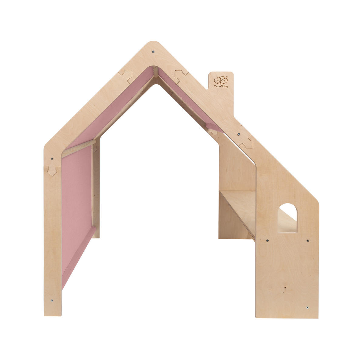 HOLZHÄUSCHEN Für Kinder mit Rosa Dach, Zarter Stoff, Spielhaus, Natur - Pink/Naturfarben, Holz (110/112/98cm) - MeowBaby