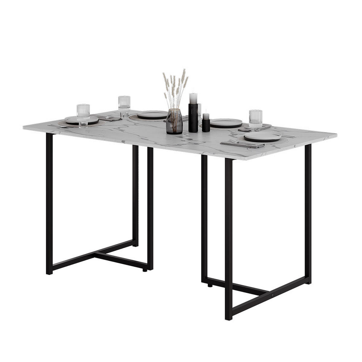 JÍDELNÍ STŮL Merido Černá/mramorová-bílá - černá/vysoce lesklá bílá, kompozitní dřevo (80/140/75cm) - Vicco