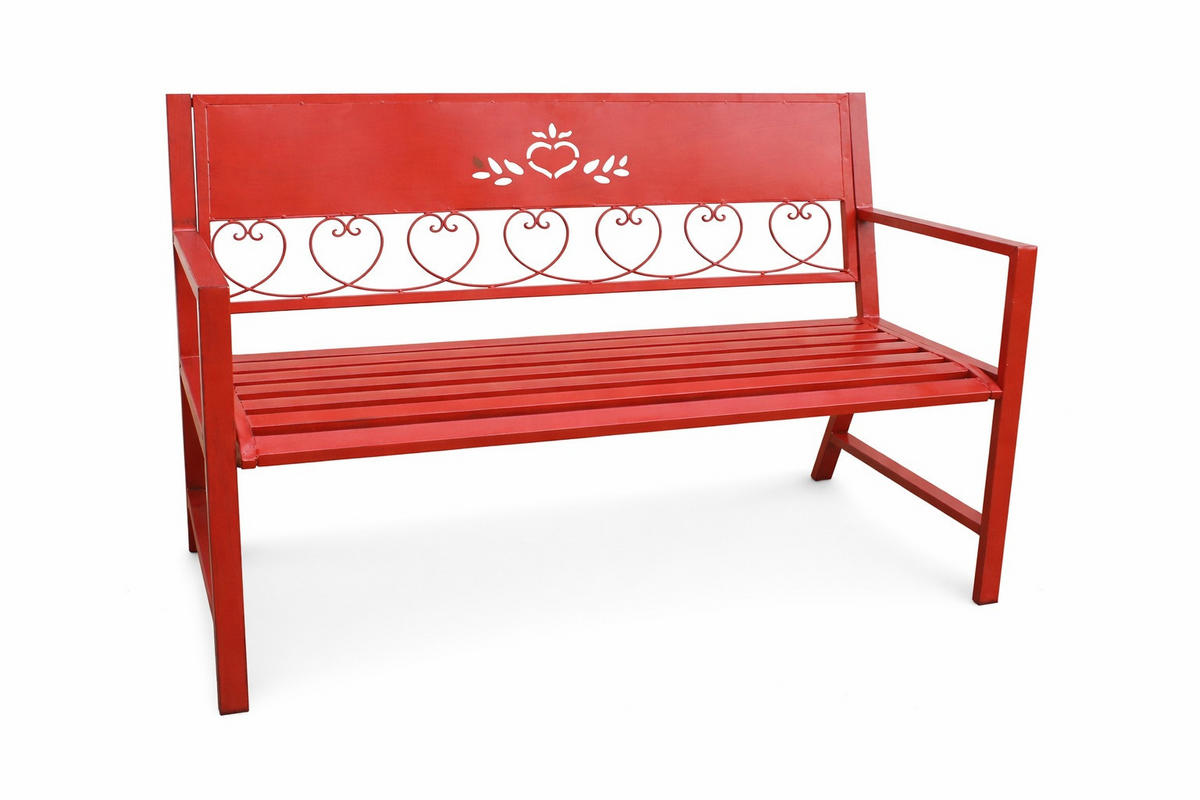 GARTENBANK 2 Sitzer Metall Rot 120 cm - Rot, Metall (120/88/55cm) - DanDiBo