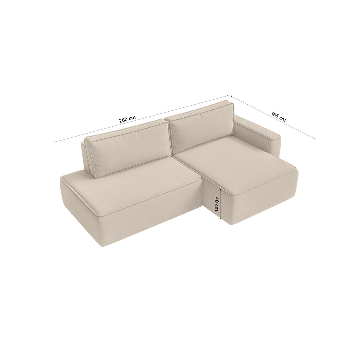 ECKSOFA Sarro mit Schlaffunktion, Beige - Beige, Textil (260/165cm) - Fedve