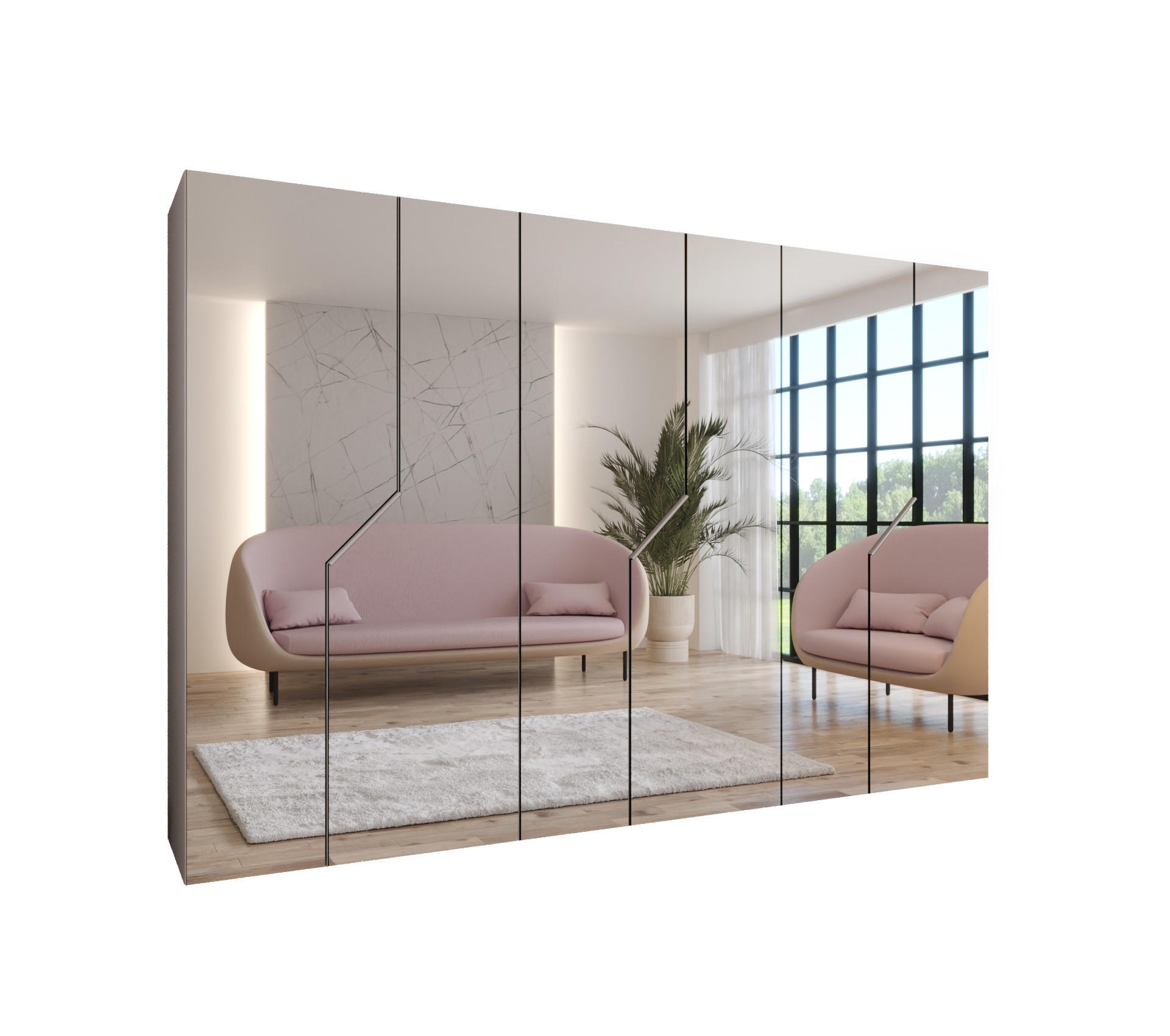 DREHTÜRENSCHRANK 202/300/52 6-türig - Beige, Holz/Metall (300/202/52cm) - Abiks Möbel