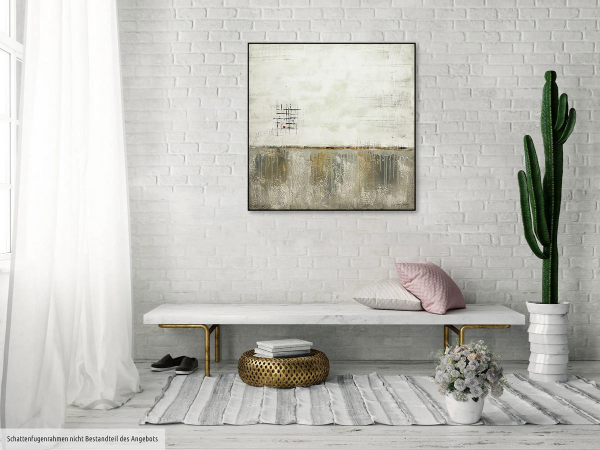 ACRYLBILD HANDGEMALT 80/80 cm - Beige/Grau, Holz/Textil (1.56/80cm) - KUNSTLOFT