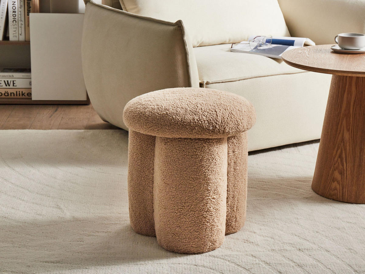 POUF Beige Carrington - Beige, Textil (40/45/40cm) - Beliani