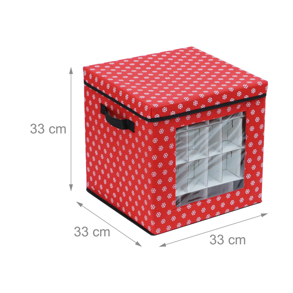 3XWEIHNACHTSKUGEL-AUFBEWAHRUNGSBOX - Rot, Wellpappe/Kunststoff (33/33/33cm) - Relaxdays