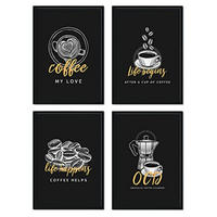 POSTER Set mit 4 für Cafés, Restaurants und Kaffeeliebhaber A4 Rahmenlos - Klar, Papier (29.7/3cm) - Nacnic
