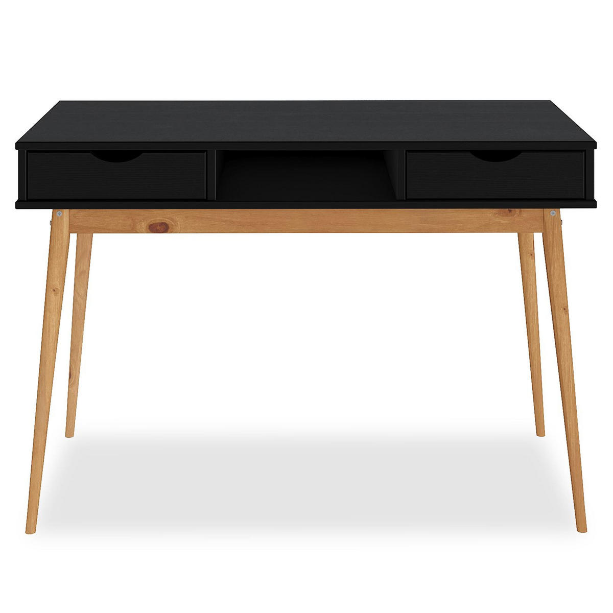 SCHREIBTISCH STEFAN schwarz/Eiche - Eichefarben/Schwarz, Holz (50/110/75cm) - IDIMEX