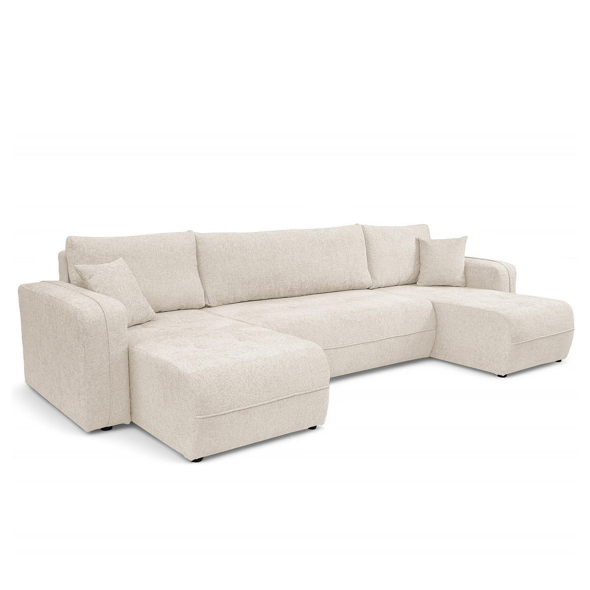 WOHNLANDSCHAFT - Beige/Schwarz, Kunststoff/Textil (312/82/145cm) - home24