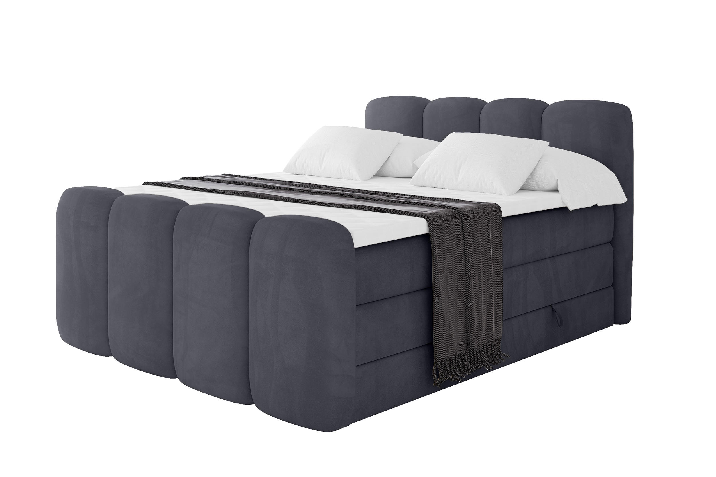 BOXBETT mit Matratze H3|H4 - NINA-Z KING - 160x200 cm - Dunkelgrau - Dunkelgrau, Holzwerkstoff (160/200cm) - ALTDECOR