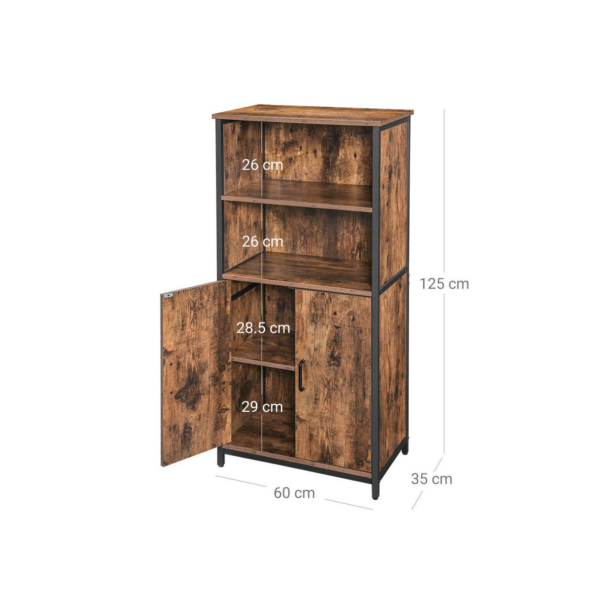 BÜCHERREGAL - Braun, Holzwerkstoff (35/125/60cm) - Hansiro