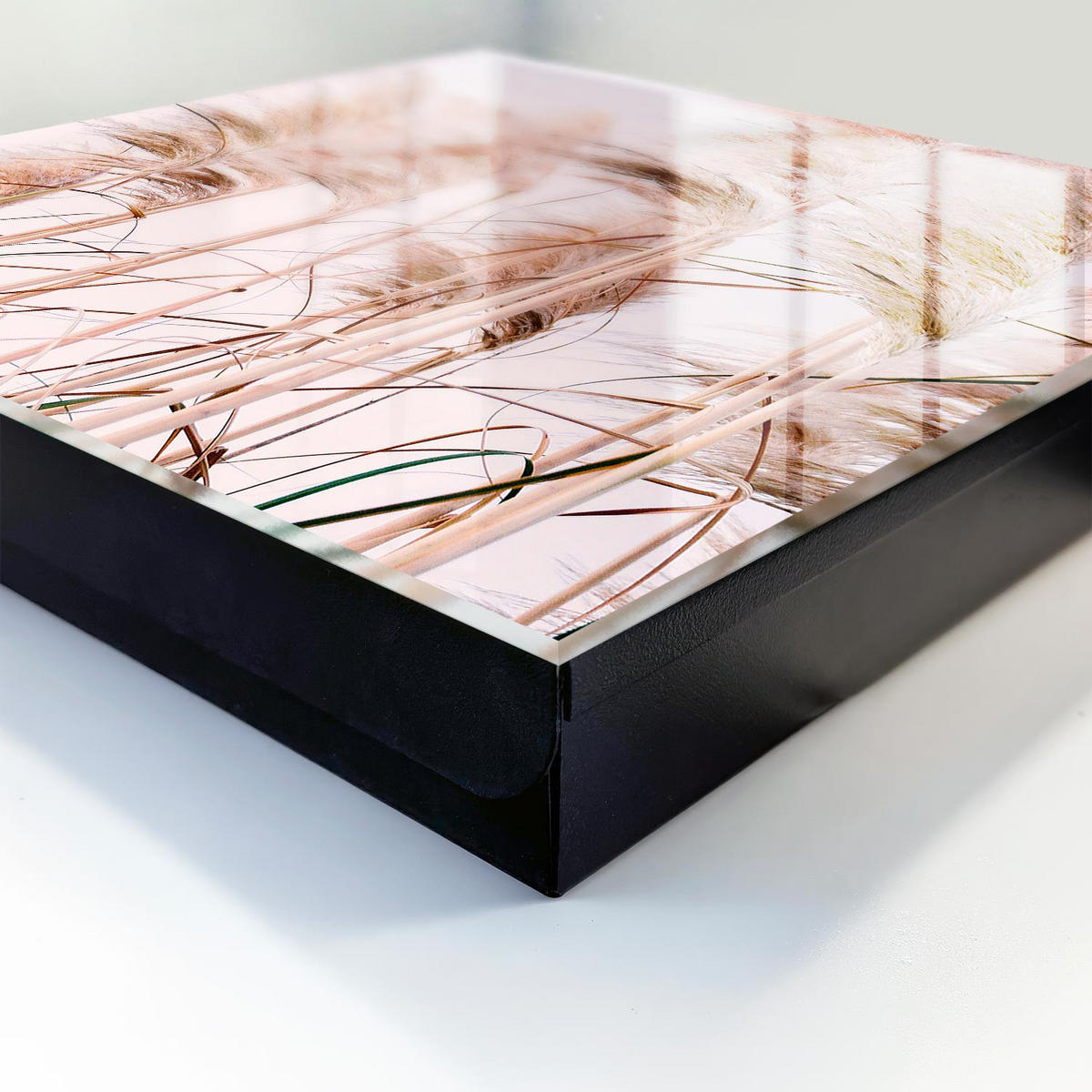 SCHLÜSSELBOX Schwarz 30x30 cm- Türöffnung nach rechts - Sinnliche Natur - Beige, Metall (30/30/5cm) - TULUP