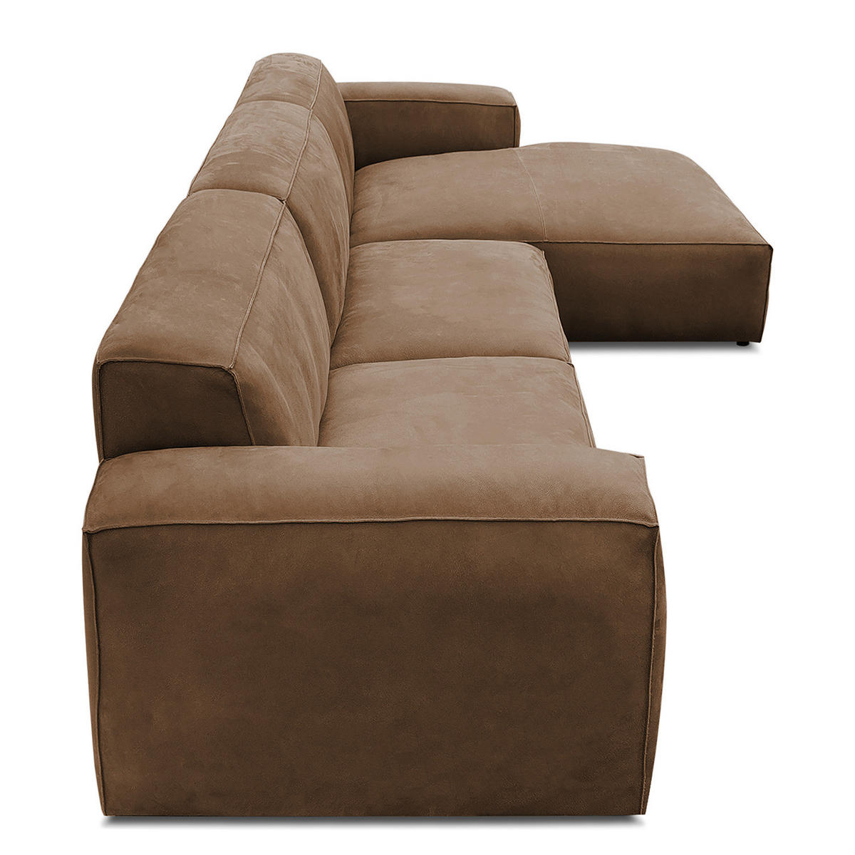 ECKSOFA mit Longchair - Schwarz/Braun, Leder/Kunststoff (345/170cm) - home24