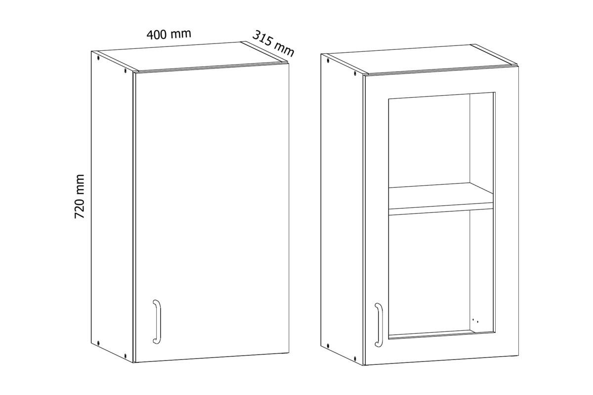 GLASHÄNGESCHRANK G40S – Sycylia Weiß – Weiß / Creme / Rechts - Creme/Weiß, Glas/Holzwerkstoff (40/72/32cm) - ROYAL24_MARKT
