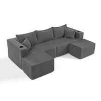 WOHNLANDSCHAFT DE-34629 modular mit 2 Ottomanen Grau - Grau, Textil (138/75/230cm) - ComfortXL