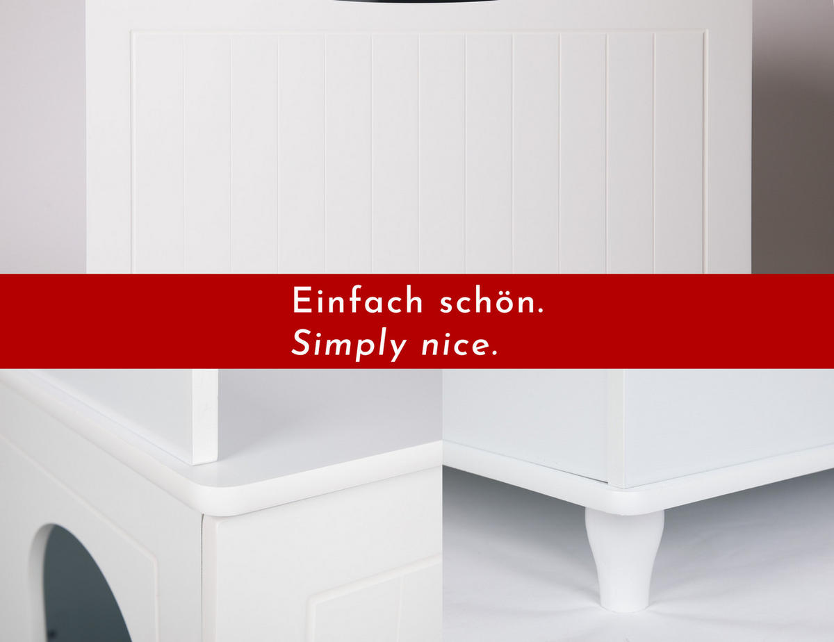 KATZENSCHRANK für Katzentoilette groß aus Holz - Weiß, Holz (73.5/57/51.5cm) - WONDERMAKE