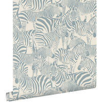 TAPETE Zebras 50 x 900 cm - Blau, Papier (50/0.1cm) - ESTAhome