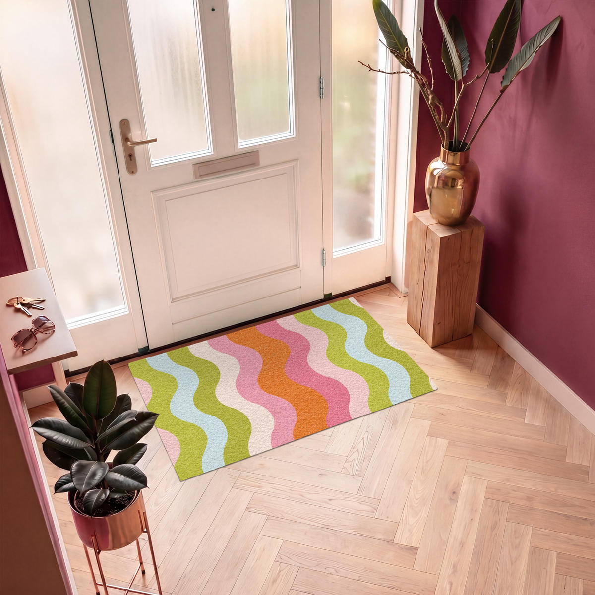ROHOŽKA Oběžné dráhy - Vlny - Barevné - Vertikální 120x80 cm - různobarevná, textil/umělá hmota (120/0.4cm) - MuchoWow
