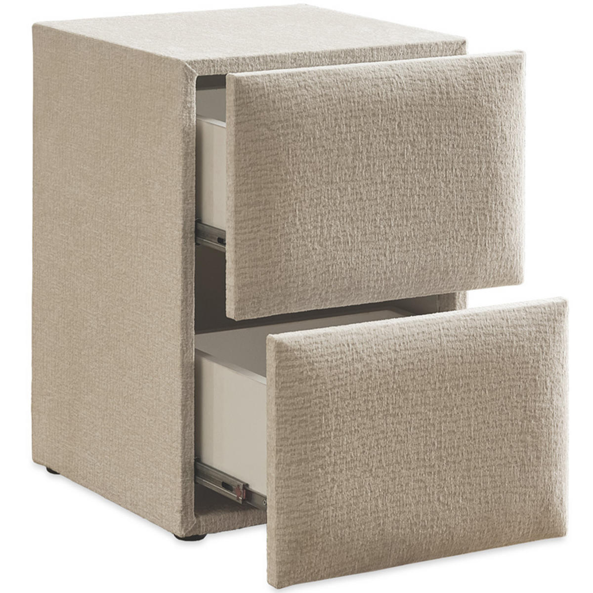 NACHTTISCH CANNES 45/45/60 cm, Ivory, zwei Schubladen - Creme/Schwarz, Holz/Kunststoff (45/60/45cm) - Consilio Concept