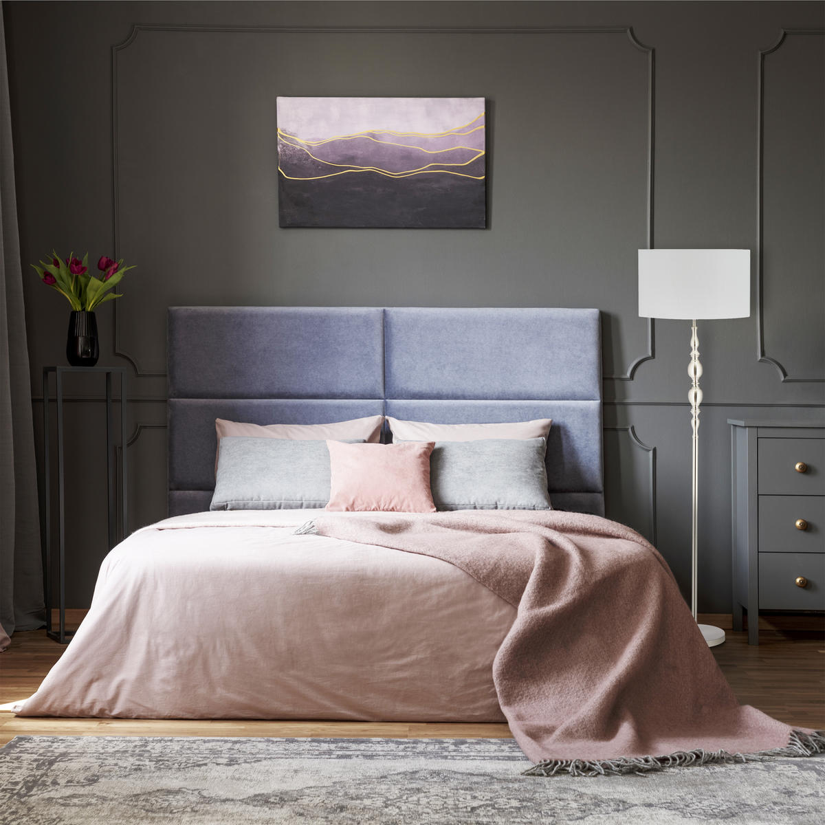 STEHLAMPE - Silberfarben, Kunststoff/Textil (43/43/155cm) - Relaxdays