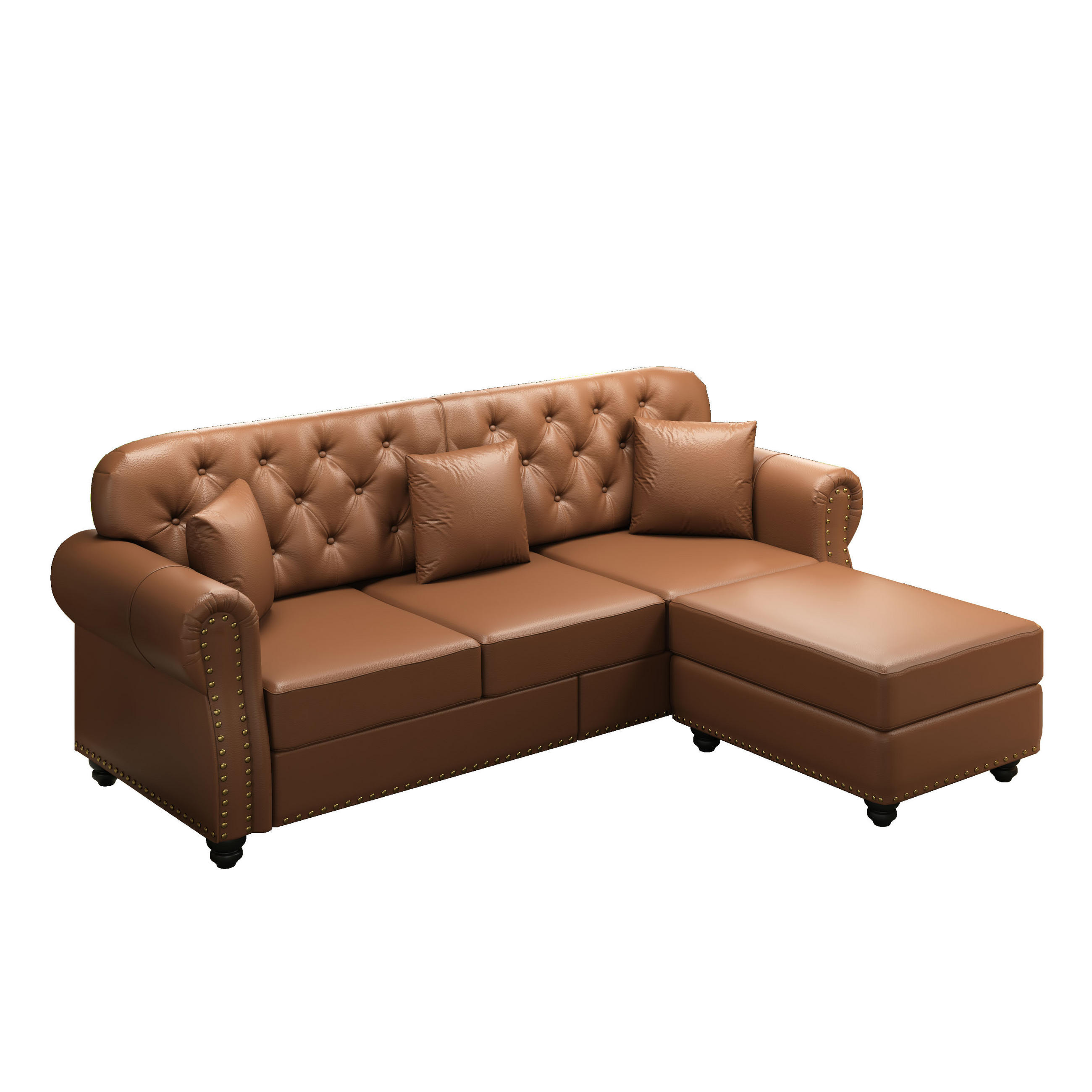 ComfortXL Chesterfield-Sofa Braun 210x86x76 cm