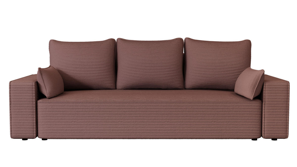 SOFA Vens mit Bettkasten und Schlaffunktion, Cordstoff - Lila, Holzwerkstoff (242/85/95cm)