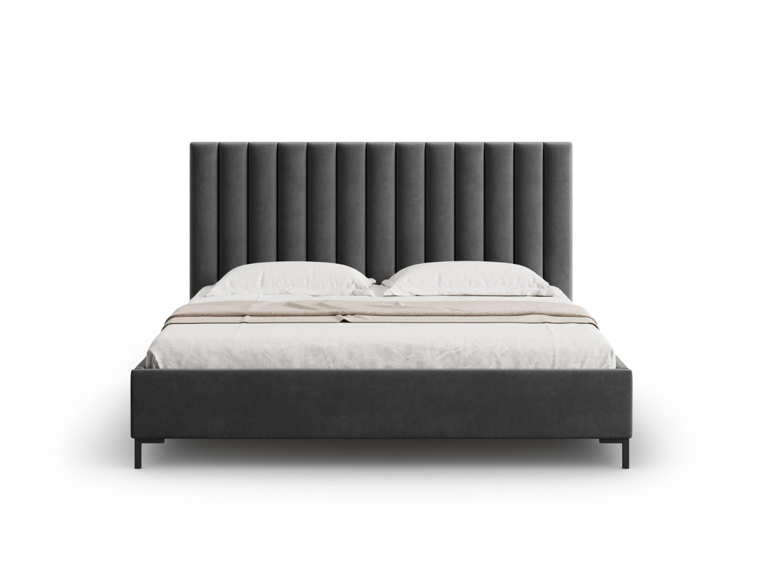 BETT mit Bettkasten und Kopfteil Allison aus Samt grau 140x200cm - Grau, Textil (140/200cm) - Micadoni