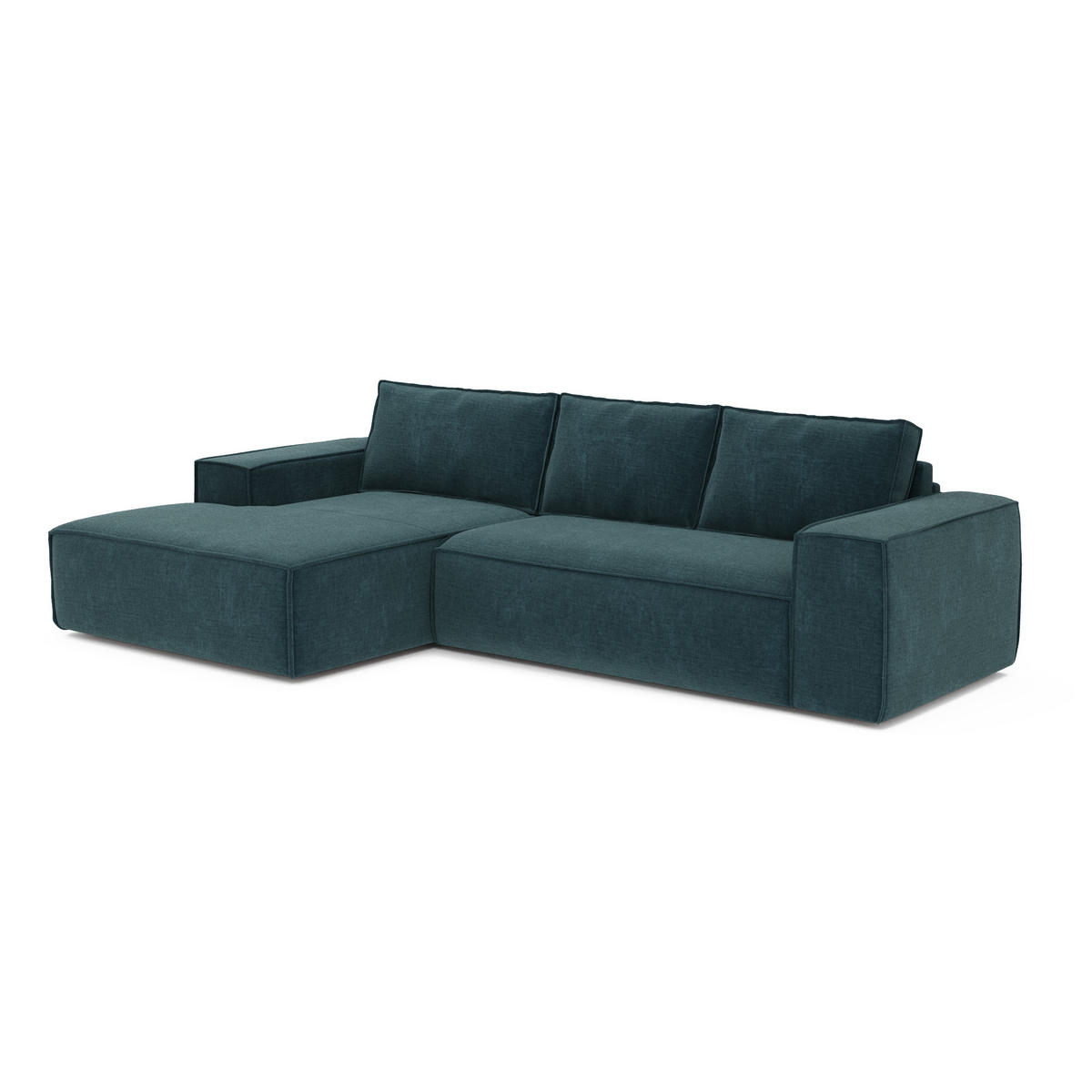 ECKSOFA LINKS Samt Ozeanblau 302cm - Dunkelblau, Textil (165/302cm) - Sia Home