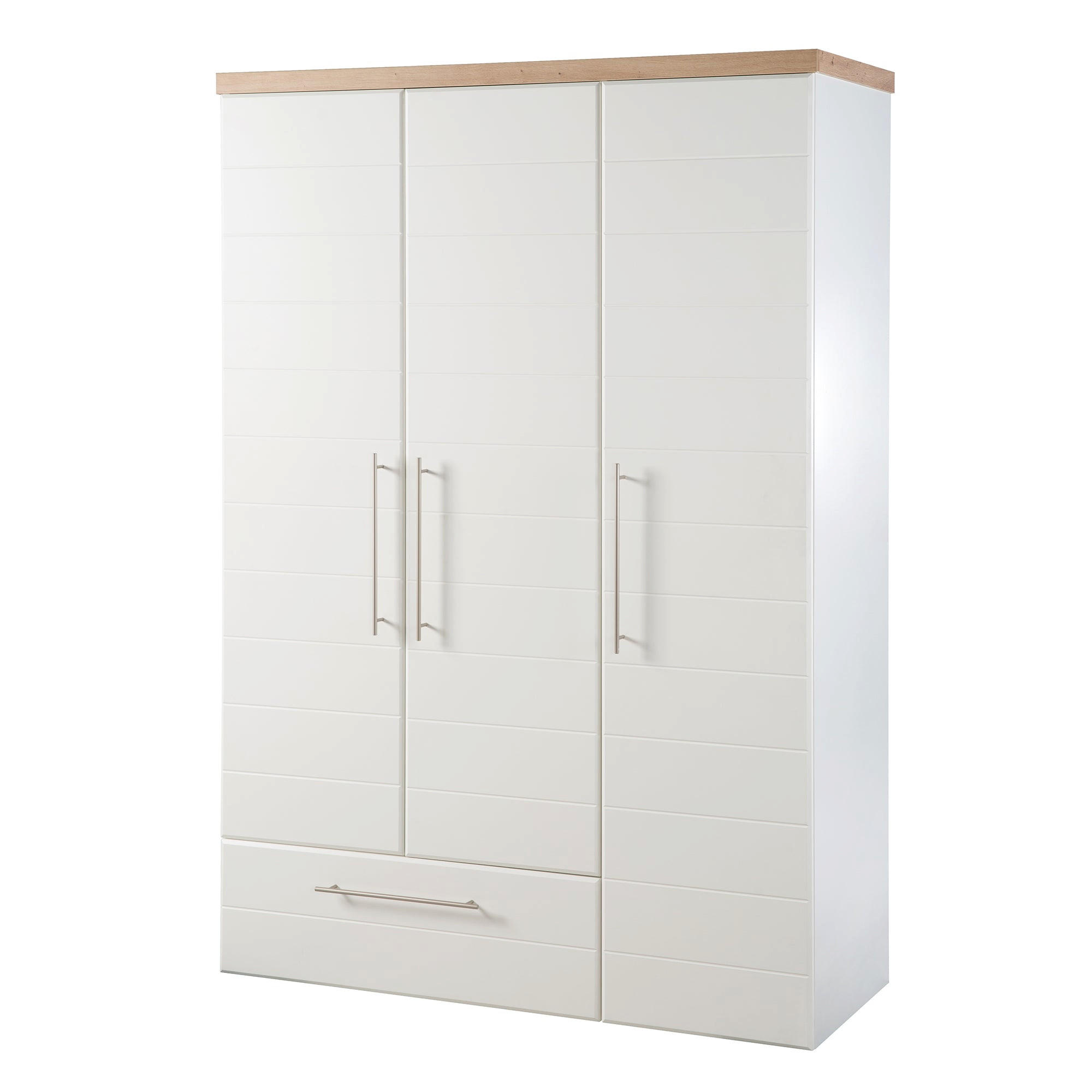 KLEIDERSCHRANK Nele - Weiß, Holzwerkstoff/Metall (136/195/51.5cm) - Roba