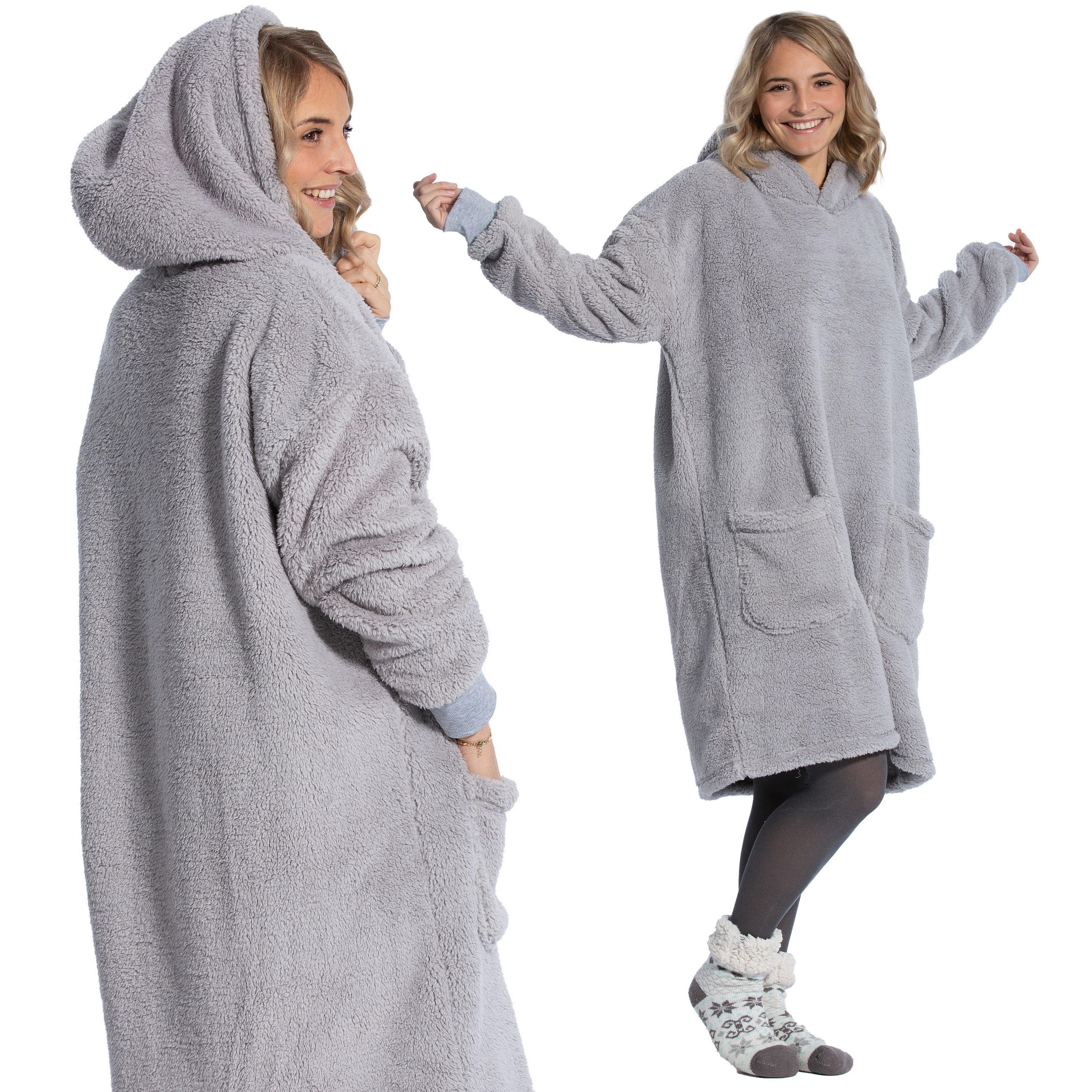 KUSCHELDECKE, onesize, 100% Polyester, Grau - Hellgrau, Textil (175/130cm) - Zollner
