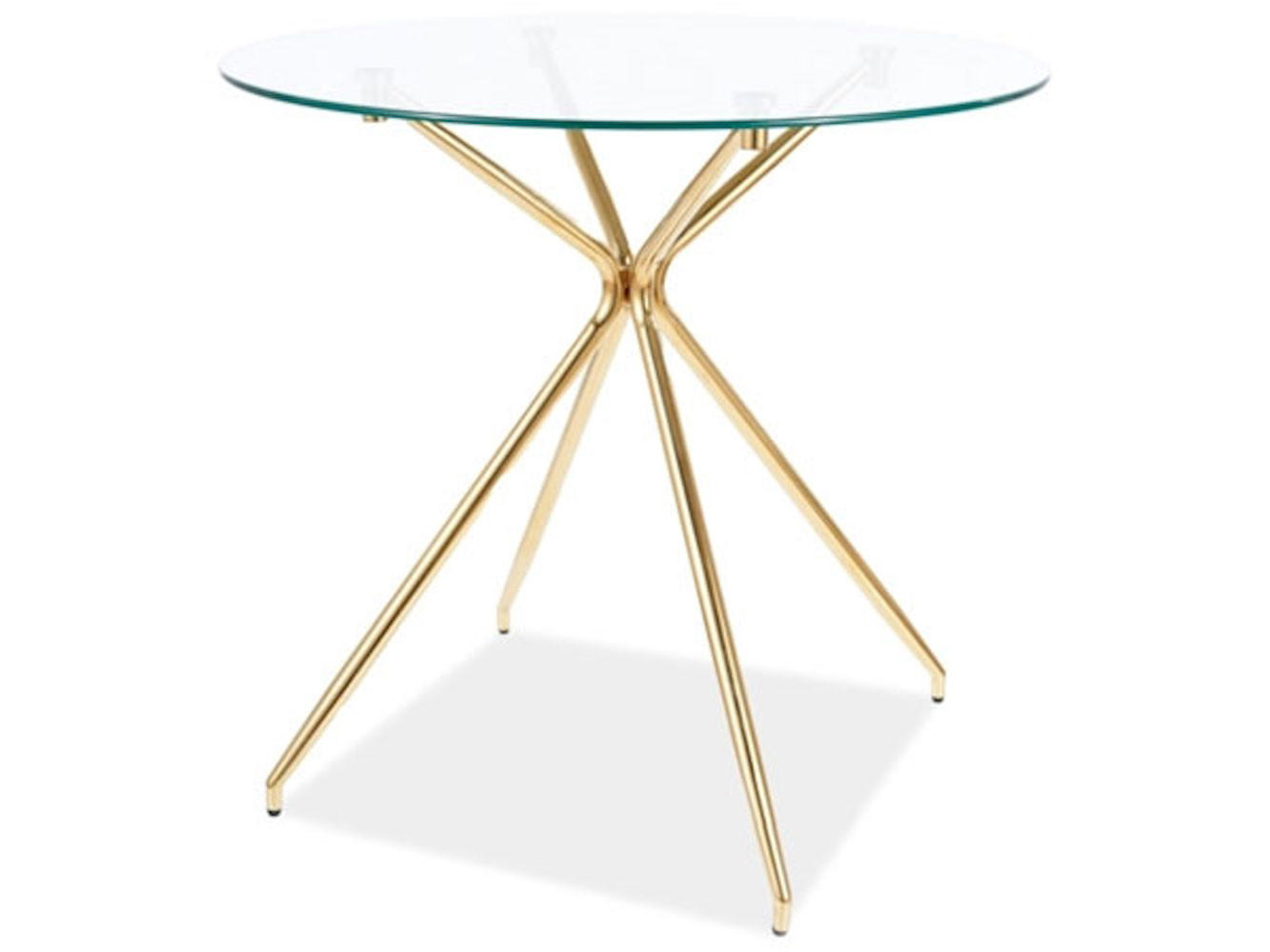 ESSTISCH Azalia Gold 80 / 80 / 76cm - Transparent/Goldfarben, Glas/Holz (80/80/76cm) - Feldmann-Wohnen