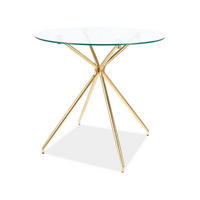 ESSTISCH Azalia Gold 80 / 80 / 76cm - Transparent/Goldfarben, Glas/Holz (80/80/76cm) - Feldmann-Wohnen