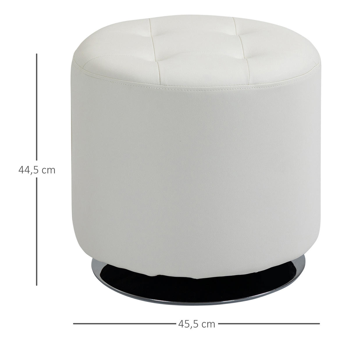 HOCKER DE-16452 360° drehbar mit PU-Polster Weiß - Weiß, Leder (45.5/44.5/45.5cm) - ComfortXL