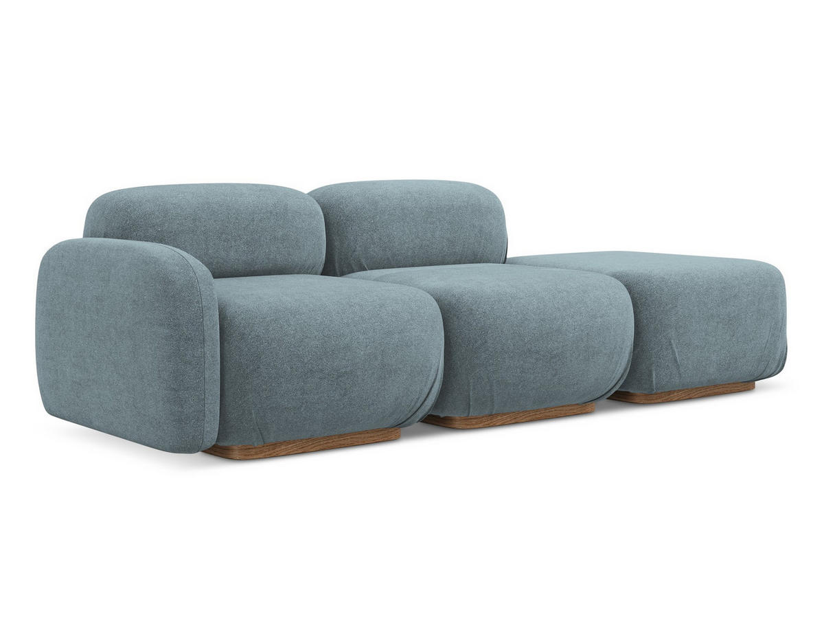 3-SITZER SOFA Rechts Bouclé Stoff Blau - Blau/Blaugrau, Holz/Textil (258/73/95cm) - Makamii