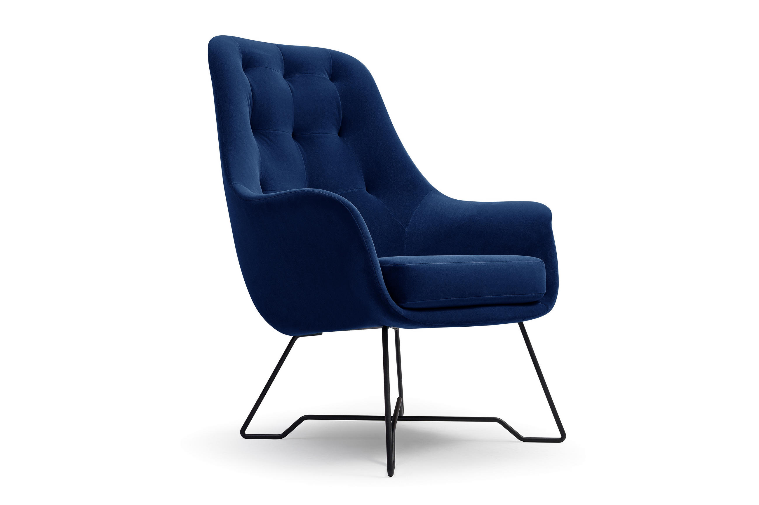 SESSEL SEDUTA, Modern Polstersessel Loungesessel, Velours-Stoff Blau - Blau, Holz/Metall (72.5/101.5/83cm) - MASSENO