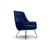 SESSEL SEDUTA, Modern Polstersessel Loungesessel, Velours-Stoff Blau - Blau, Holz/Metall (72.5/101.5/83cm) - MASSENO