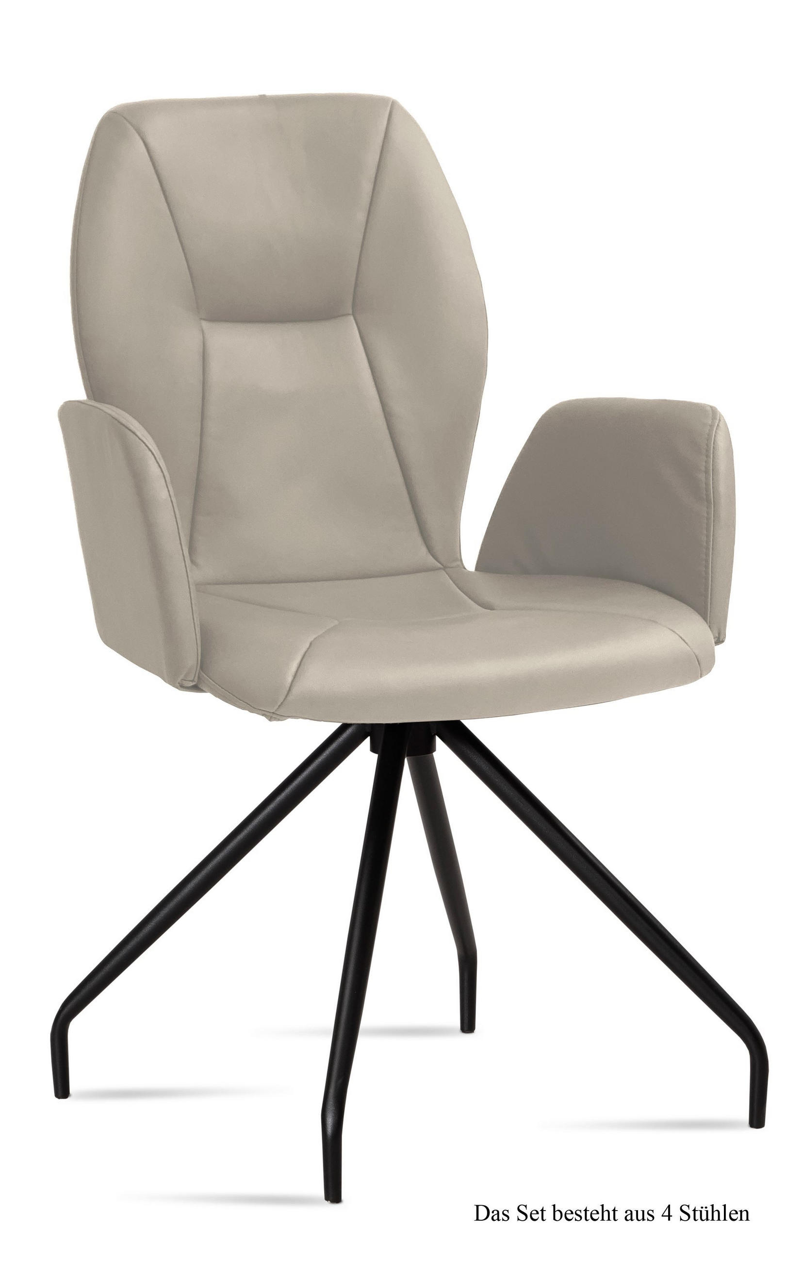 ARMLEHNSTUHL (4er-Set) Dionis 58x92x60 Schwarz/Natur - Schwarz/Naturfarben, Kunststoff (60/92/58cm) - 58aufmkessel