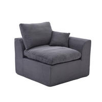 SESSEL Cord-Sofa mit Federkern-Polsterung und Kissen, Montagefrei - Dunkelgrau, Textil (101/84/102cm) - Urban Meuble