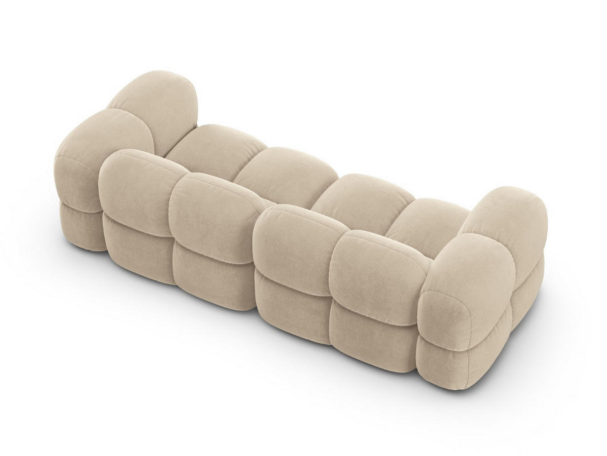 SOFA Loretto aus Samt leichtes beige 4 Sitzplätze - Creme, Textil (100/68/250cm) - Cosmopolitan Design