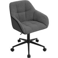 DREHSTUHL höhenverstellbar, Bouclé-Sitz, Dunkelgrau+Schwarz - Dunkelgrau/Schwarz, Kunststoff/Textil (61/81/56cm) - Woltu