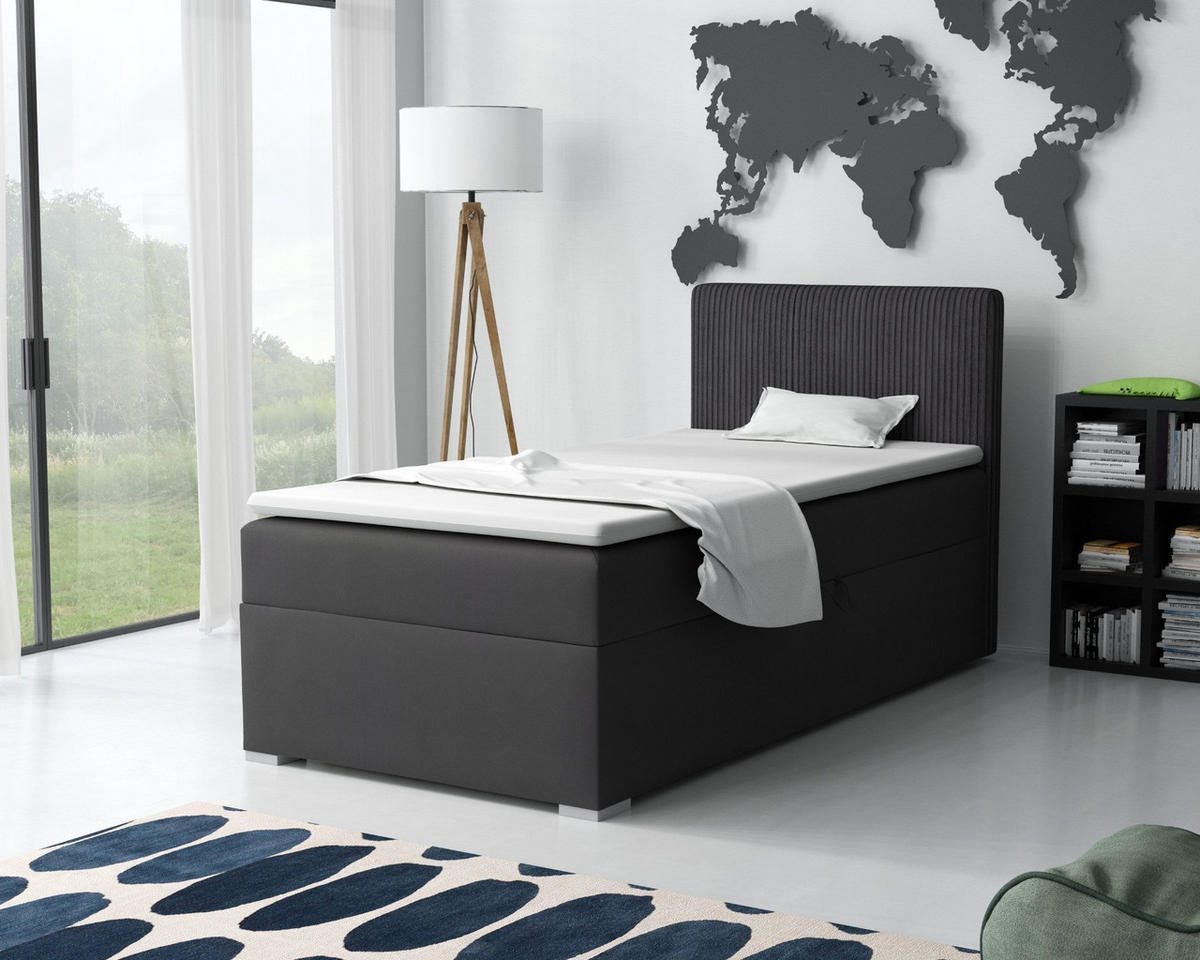 BOXBETT DON 90/200 Anthrazit H4 Öffnung rechts - Anthrazit, Holz/Holzwerkstoff (90/200cm) - Deine Möbel 24
