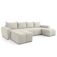 WOHNLANDSCHAFT Ferrande Beige 318/149/91 cm mit Bettkasten Schlaffunktion Design - Beige/Schwarz, Kunststoff/Textil (318/91/149cm) - AX Living