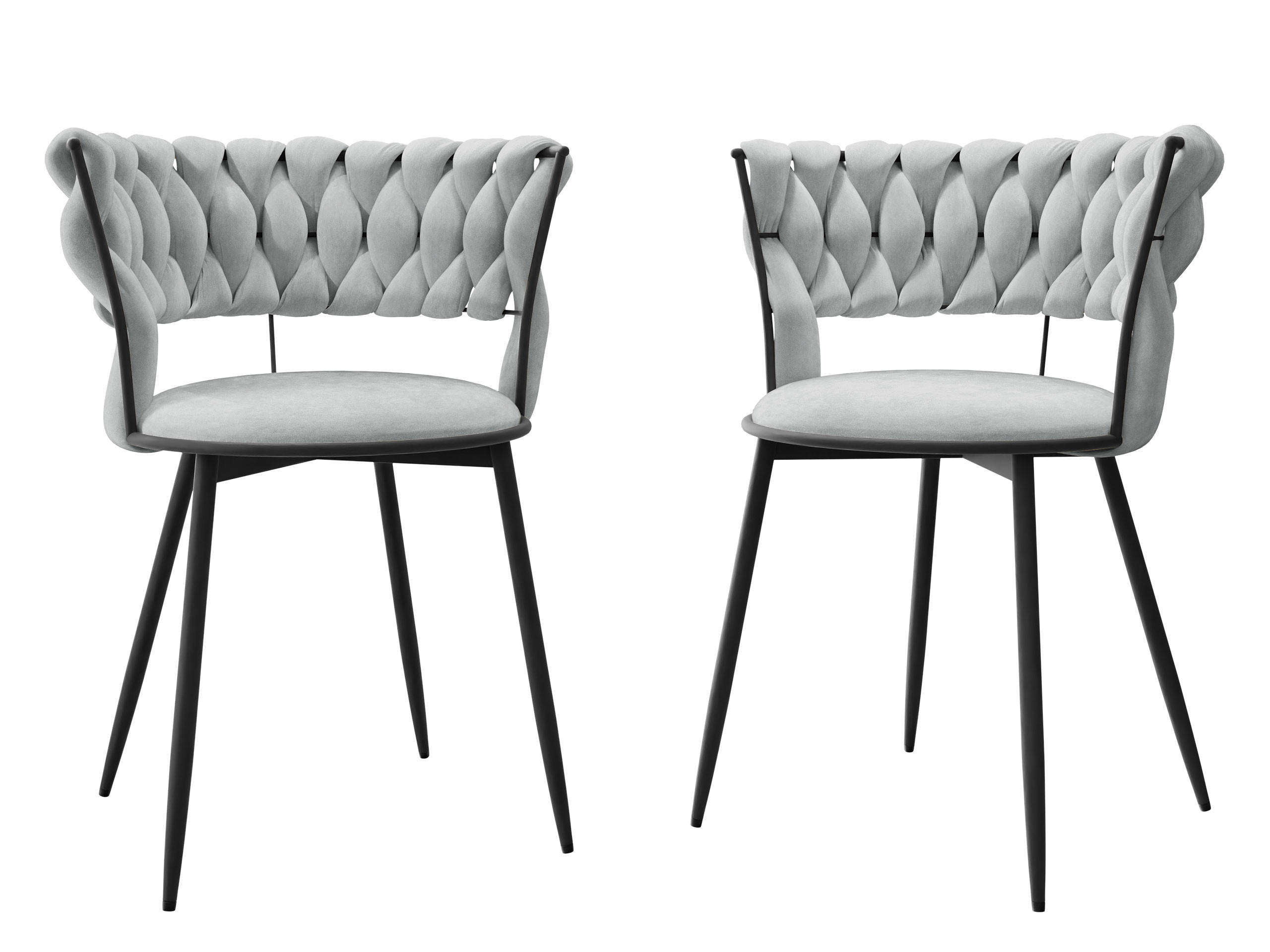 STUHL 2er-Set Muz DC-1141/BK (2 Stück in Samt) - Schwarz/Grau, Textil/Metall (57/74/52cm) - MIRJAN24