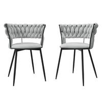STUHL 2er-Set Muz DC-1141/BK (2 Stück in Samt) - Schwarz/Grau, Textil/Metall (57/74/52cm) - MIRJAN24