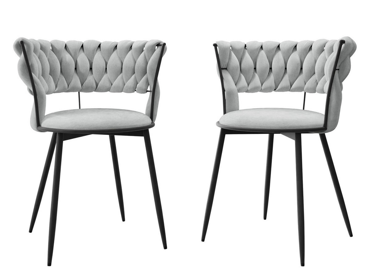 STUHL 2er-Set Muz DC-1141/BK (2 Stück in Samt) - Schwarz/Grau, Textil/Metall (57/74/52cm) - MIRJAN24