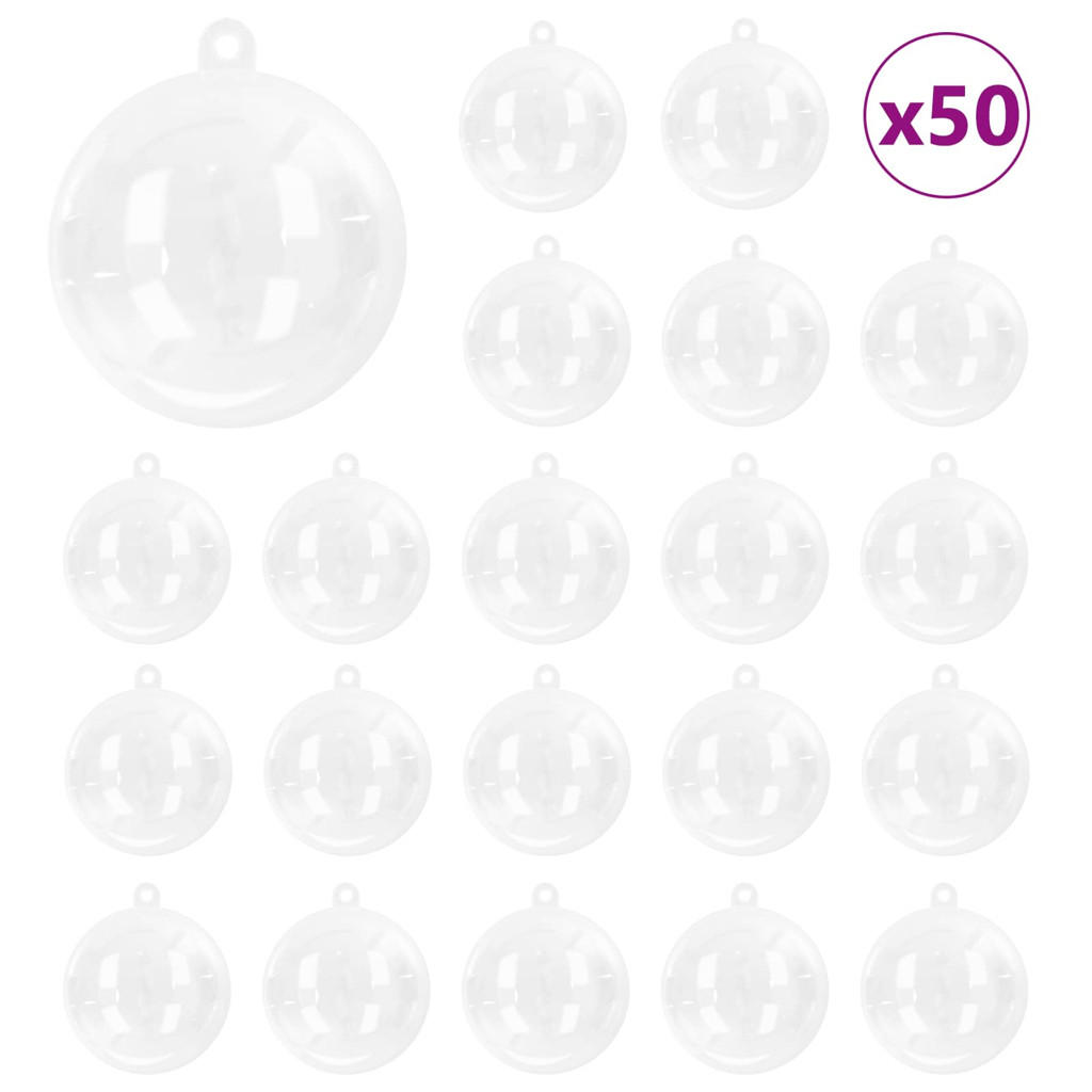 WEIHNACHTSKUGEL-SET 50 -teilig 5/5/5 cm Transparent Kunststoff - Transparent, Kunststoff (5/5/5cm) - vidaXL
