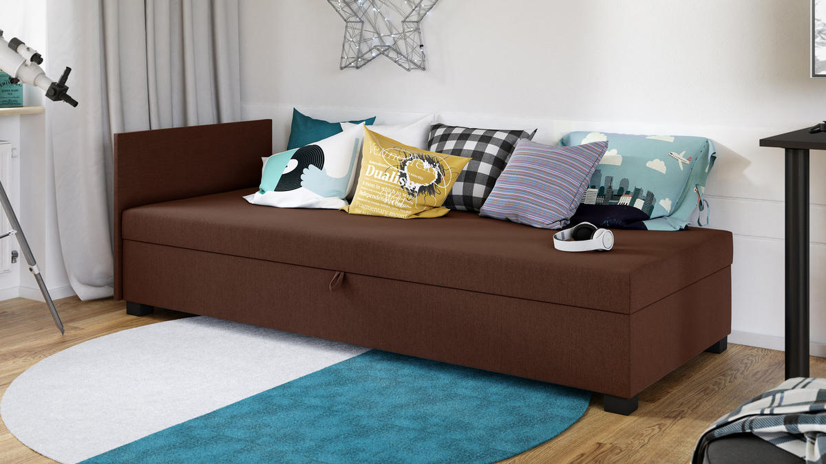 SCHLAFSOFA Misti II - Schwarz/Braun, Holz/Kunststoff (197/66/80cm)