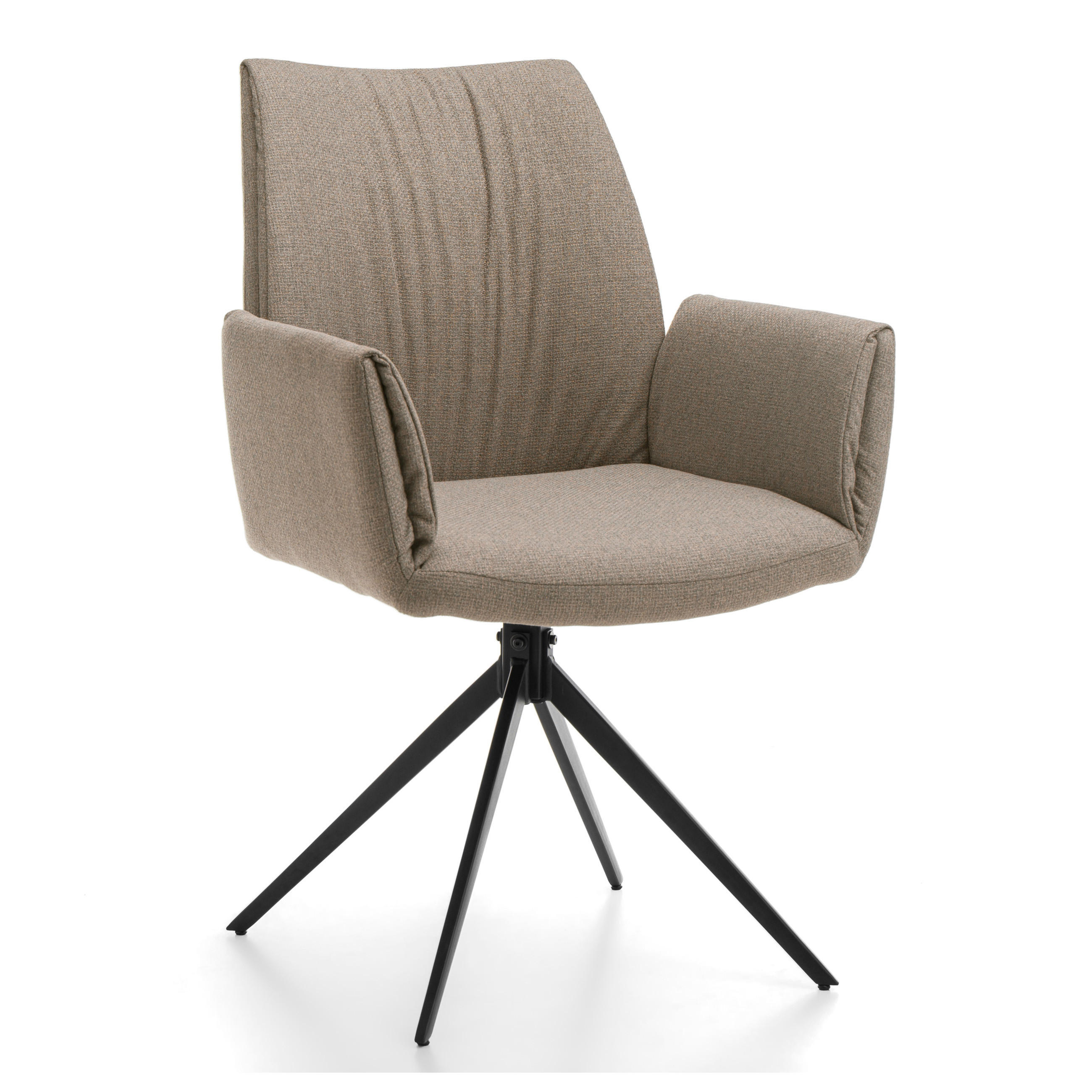 STUHL PRATO gepolstert mit Steppung - dunkelbeige - Chenille - Beige/Schwarz, Textil/Metall (60/89/63cm) - NEW HOME