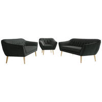 SEDACIA ZOSTAVA 3+3+1 PIRS - Tmavosivá Štruktúrovaná látka - Drevené nohy - farba buka/grafitová, kompozitné drevo/textil (180/75/74cm) - MKS